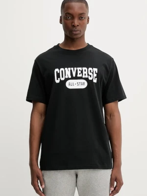 Converse t-shirt bawełniany męski kolor czarny z nadrukiem 10027730-A01