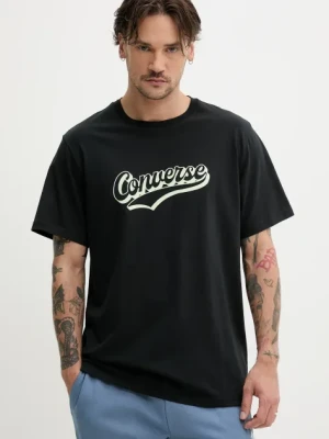 Converse t-shirt bawełniany męski kolor czarny z nadrukiem 10027994-A01