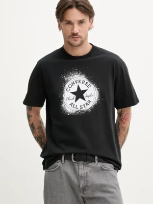 Converse t-shirt bawełniany męski kolor czarny z nadrukiem 10027998-A02
