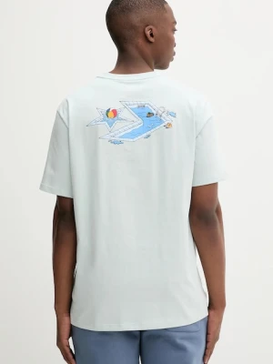 Converse t-shirt bawełniany męski kolor turkusowy z nadrukiem 10027716-A03