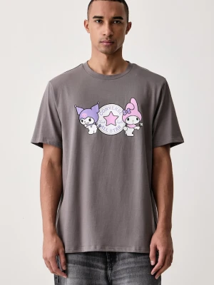 Converse T-shirt męski bawełniany x HELLO KITTY szary