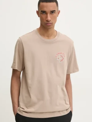 Converse t-shirt męski kolor beżowy z nadrukiem 10027096-A03