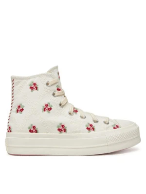 Converse Trampki Chuck Taylor All Star Lift Platform Rose Cross Stitch A13659C Biały