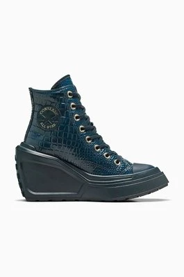 Converse trampki skórzane Chuck 70 De Luxe Wedge damskie kolor granatowy A10037C