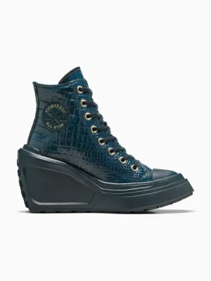 Converse trampki skórzane Chuck 70 De Luxe Wedge damskie kolor granatowy A10037C