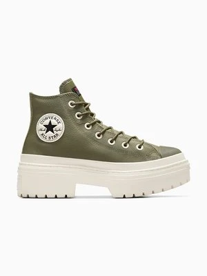 Converse trampki skórzane Chuck Taylor All Star Lugged Heel damskie kolor zielony A11163C