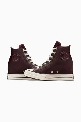 Converse trampki skórzane Chuck Taylor All Star Wedge damskie kolor brązowy A12349C