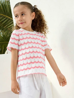 COOL CLUB Koszulka dzianinowa w kolorze jasnoróżowo-białym rozmiar: 116