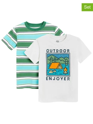 COOL CLUB Koszulki (2 szt.) w kolorze biało-zielono-błękitnym rozmiar: 128