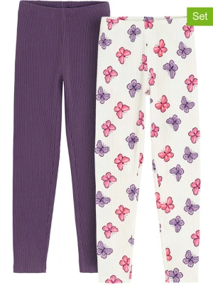 COOL CLUB Legginsy (2 pary) w kolorze fioletowym i kremowym rozmiar: 122