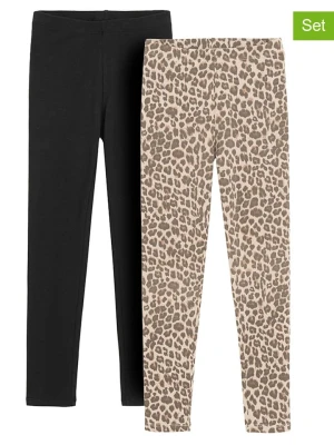 COOL CLUB Legginsy (2 pary) w kolorze jasnobrązowym i czarnym rozmiar: 140