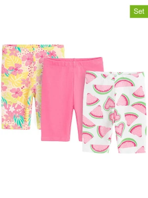 COOL CLUB Legginsy (3 pary) w kolorze biało-jasnoróżowo-żółtym rozmiar: 116