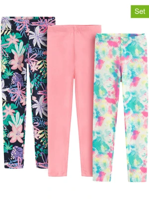 COOL CLUB Legginsy (3 pary) w kolorze granatowo-jasnoróżowym ze wzorem rozmiar: 110
