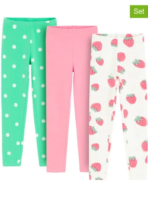 COOL CLUB Legginsy (3 pary) w kolorze zielonym, jasnoróżowym i białym rozmiar: 110