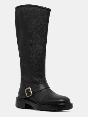 Copenhagen kozaki skórzane damskie kolor czarny na płaskim obcasie CPH441 leather