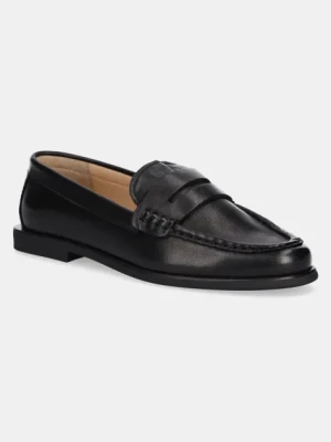 Copenhagen mokasyny skórzane Suede damskie kolor czarny na płaskim obcasie CPH419