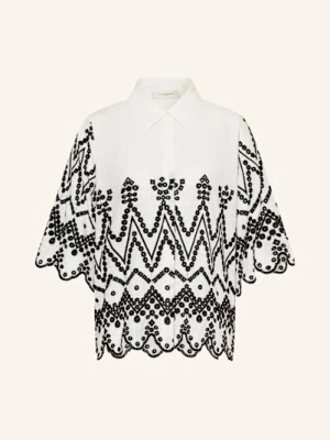 Copenhagen Muse Bluzka Cmembroidery Z Dziurkowaną Koronką weiss