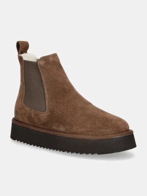 Copenhagen śniegowce damskie kolor brązowy na płaskim obcasie ocieplone CPH258