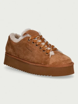 Copenhagen suede teddy sneakersy damskie zamszowe brązowy