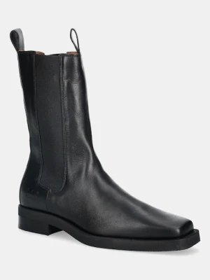 Copenhagen sztyblety skórzane damskie kolor czarny na płaskim obcasie CPH747 leather