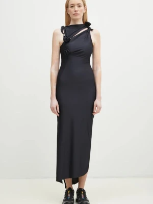 Coperni sukienka Asymmetric Flower kolor czarny maxi dopasowana COPR44545C