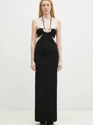 Coperni sukienka Knitted Halter kolor czarny maxi dopasowana COPML135Y3010
