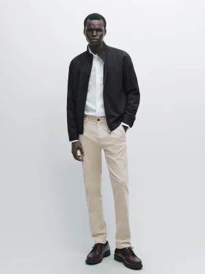 Corduroy Slim Fit Trousers - Beżowy - - Massimo Dutti - Male