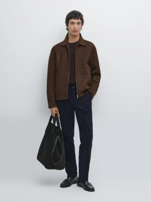 Corduroy Slim Fit Trousers - Granatowy - - Massimo Dutti - Male