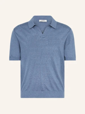 Cos Koszulka Polo Z Dzianiny Loose Fit Z Lnu blau