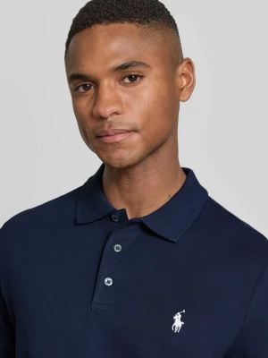 Costum krój slim fit koszulka polo z mieszanka bawełny Polo Ralph Lauren Granatowy
