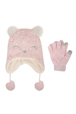 Cosy zestaw dziecięcy czapka traperka i rękawiczki - Pink Mountain Warehouse