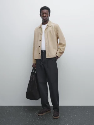 Cotton Blend Jogger Trousers - Czarny - - Massimo Dutti - Male