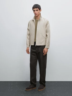 Cotton Blend Jogger Trousers - Stalowy - - Massimo Dutti - Male