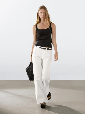 Cotton Blend Tank Top - Czarny - - Massimo Dutti - Kobieta