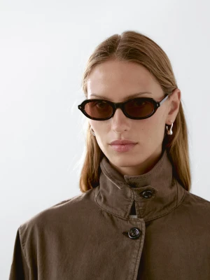 Cotton Blend Trench Coat - Brązowy - - Massimo Dutti - Female