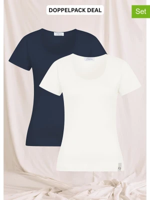 Cotton Candy Koszulki (2 szt.) "Banina O" w kolorze kremowo-granatowym rozmiar: M