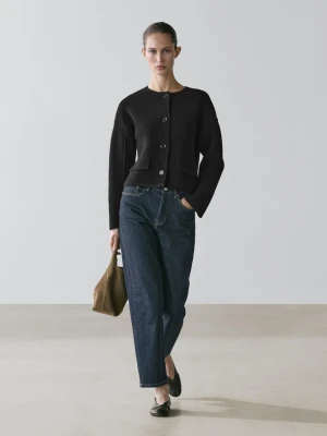 Cotton Knit Cardigan - Czarny - - Massimo Dutti - Kobieta