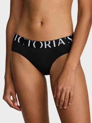 Cotton Majtki bawełniane Exploded Logo Hiphugger Victoria's Secret Czarny
