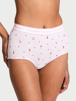 Cotton Majtki bawełniane figi z logo marki z wysokim stanem Victoria's Secret