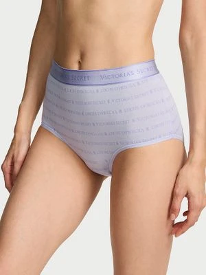 Cotton Majtki bawełniane figi z logo marki z wysokim stanem Victoria's Secret