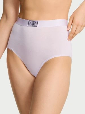 Cotton Majtki bawełniane figi z wysokim stanem i z błyszczącym logo Heart Shine Patch Victoria's Secret