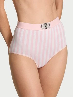 Cotton Majtki bawełniane figi z wysokim stanem i z błyszczącym logo Shine Patch Victoria's Secret