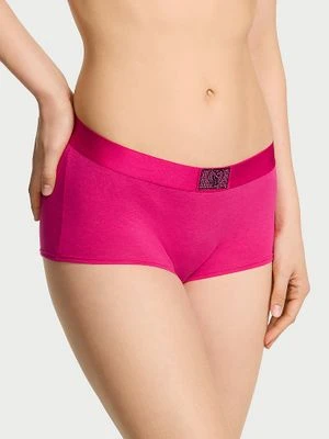 Cotton Majtki bawełniane szorty z błyszczącym logo Heart Shine Patch Boyshort Victoria's Secret