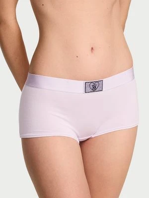Cotton Majtki bawełniane szorty z błyszczącym logo Heart Shine Patch Boyshort Victoria's Secret