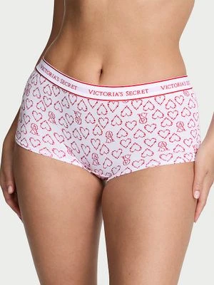 Cotton Majtki bawełniane szorty z logo w talii Boyshort Victoria's Secret