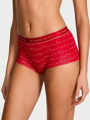 Cotton Majtki bawełniane szorty z logo w talii Boyshort Victoria's Secret