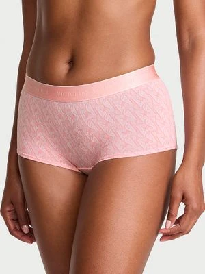 Cotton Majtki bawełniane szorty z logo w talii Boyshort Victoria's Secret