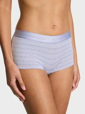 Cotton Majtki bawełniane szorty z logo w talii Boyshort Victoria's Secret