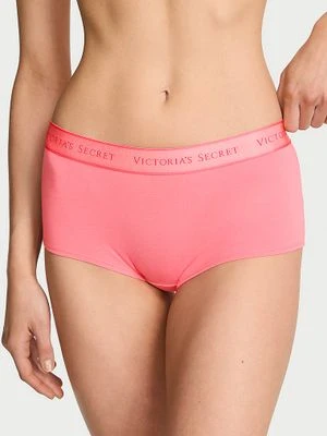 Cotton Majtki bawełniane szorty z logo w talii Boyshort Victoria's Secret