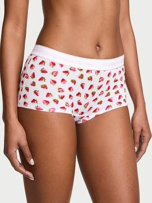 Cotton Majtki bawełniane szorty z logo w talii Boyshort Victoria's Secret
